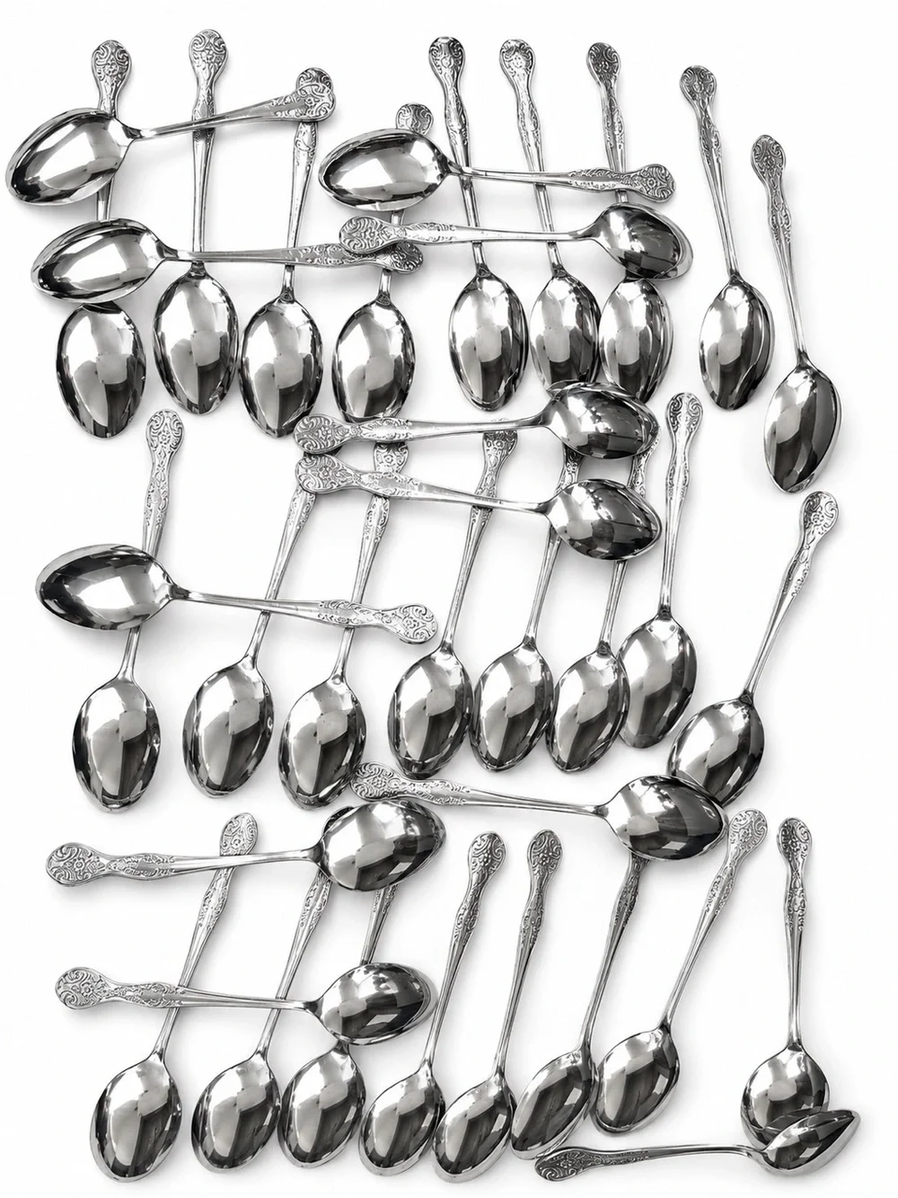 Beautiful 36 piece vintage National Stainless Steel spoon collection made Korea